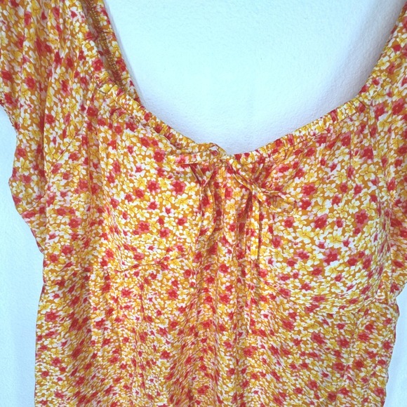 No Boundaries Womens  Babydoll Milkmaid Tie Mini Dress Size XL Orange Tiered - Picture 3 of 8